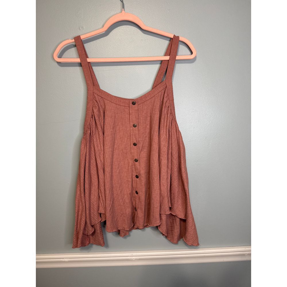 Ces Femme Dusty Rose Button-Front Flowy Tank Top